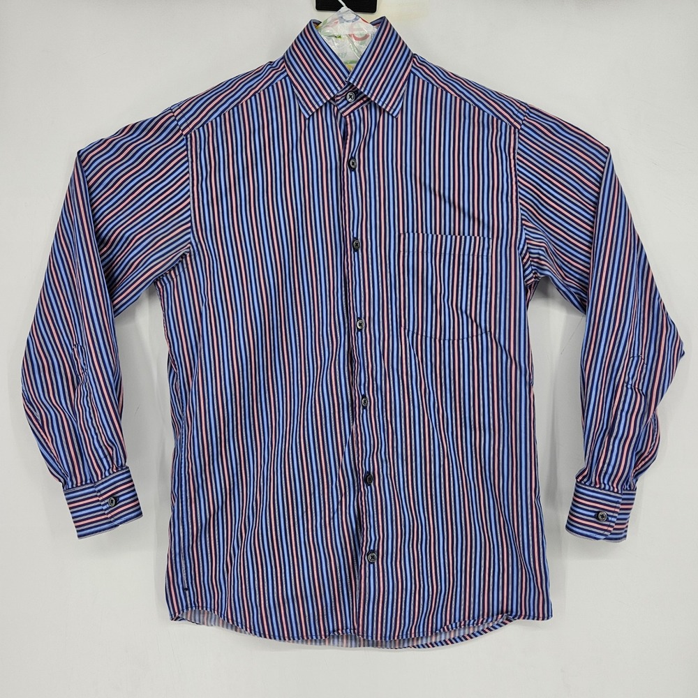 Ermenegildo Zegna Shirt Mens Small Button Up Long Sleeve Italy Casual Striped